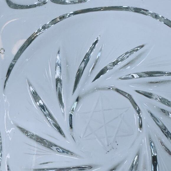 American Cut, Eleanor Butter Dish w/Handles Cut Pinwheel and Fan Blown Glass VTG - Picture 11 of 16